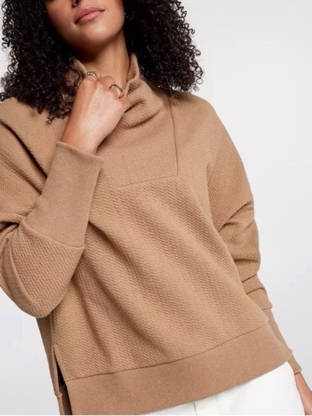 CALIA by Carrie Underwood Camel Cowl Neck Knit Pullover